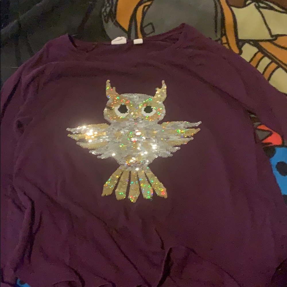 Gap kids flippable sequins owl shirt
